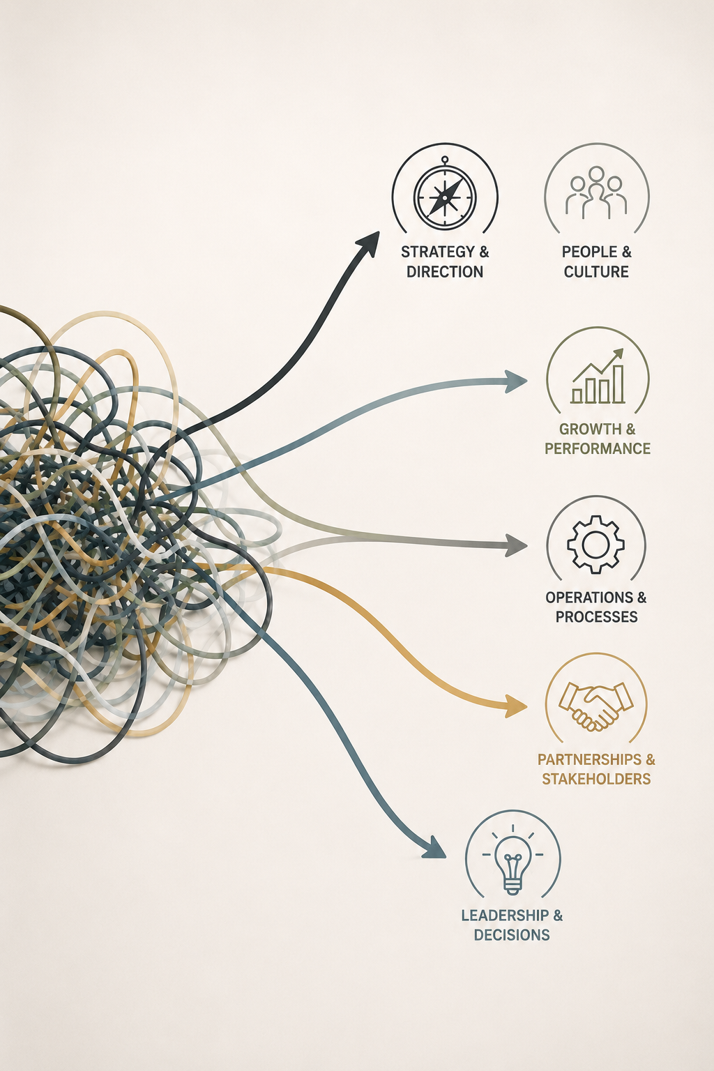 Organizational transition from complexity to strategic direction